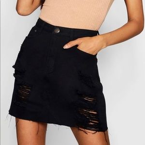 Distressed Denim Skirt